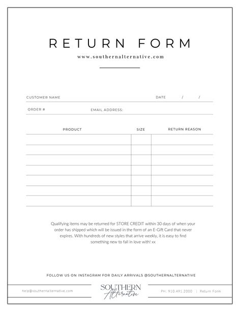 Return Form 